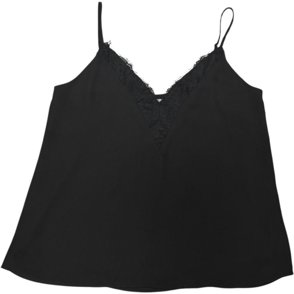 Socialite Lined Lace Trim Cami Black Small